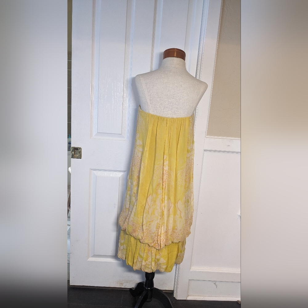 Tracy Reese Metallic Gold Strapless Brocade Dress With Silk Cape - Picture 4 of 5